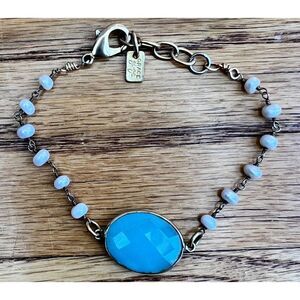 Grace George OPAL Blue Stone with Freshwater Pearls Bracelet